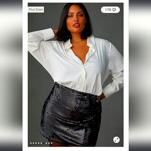 Anthropologie Mare Mare Buttondown Sequin Twofer Mini Dress long sleeves XL